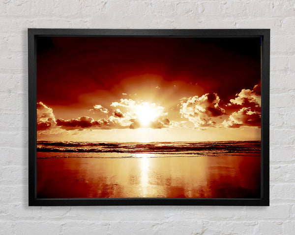 Peach Ocean Sunrise Framed Print