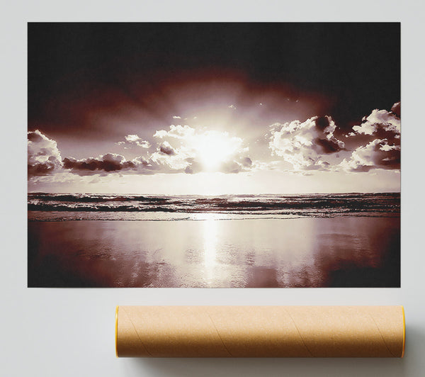 Mauve Ocean Sunrise Poster