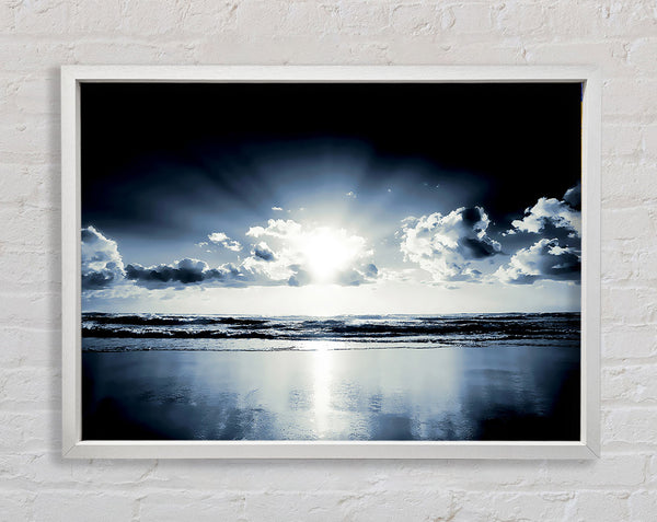 Blue Ocean Sunrise Framed Print