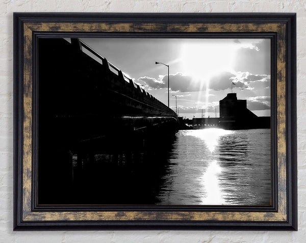 The Pier Above B n W Framed Print