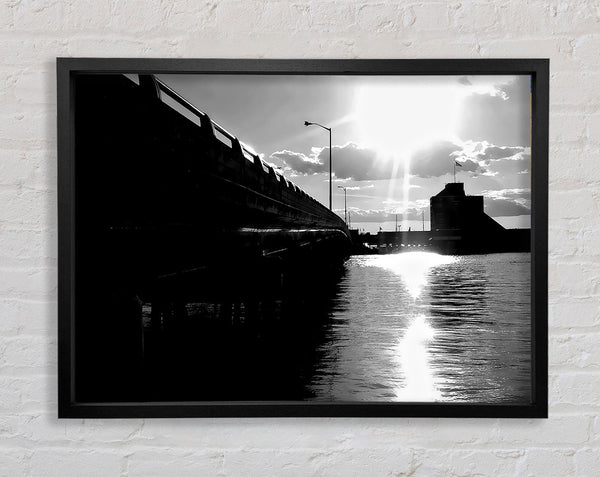 The Pier Above B n W Framed Print