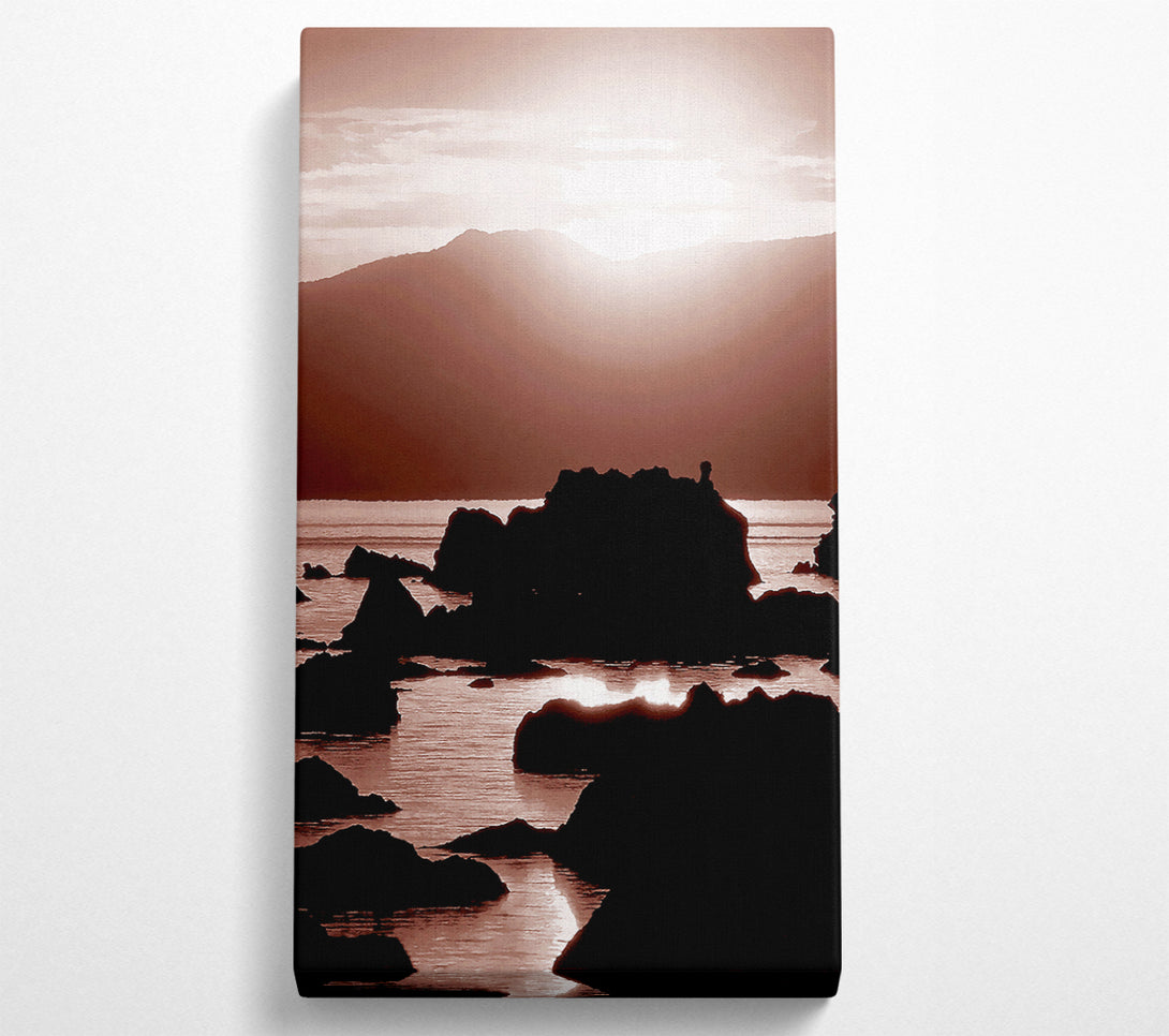  A Canvas Print of The Suns Mauve Ocean Rocks Canvas Wall Art