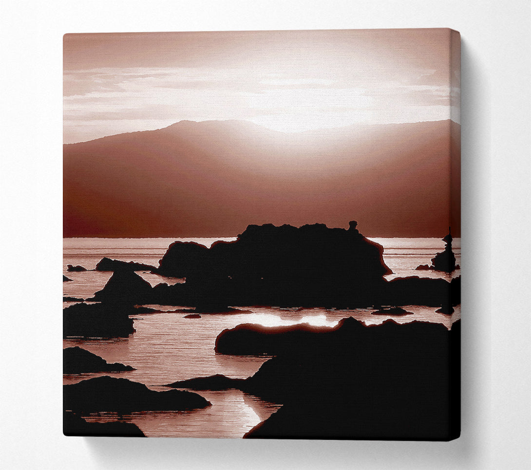  A Canvas Print of The Suns Mauve Ocean Rocks Canvas Wall Art