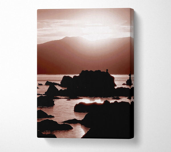  A Canvas Print of The Suns Mauve Ocean Rocks Canvas Wall Art