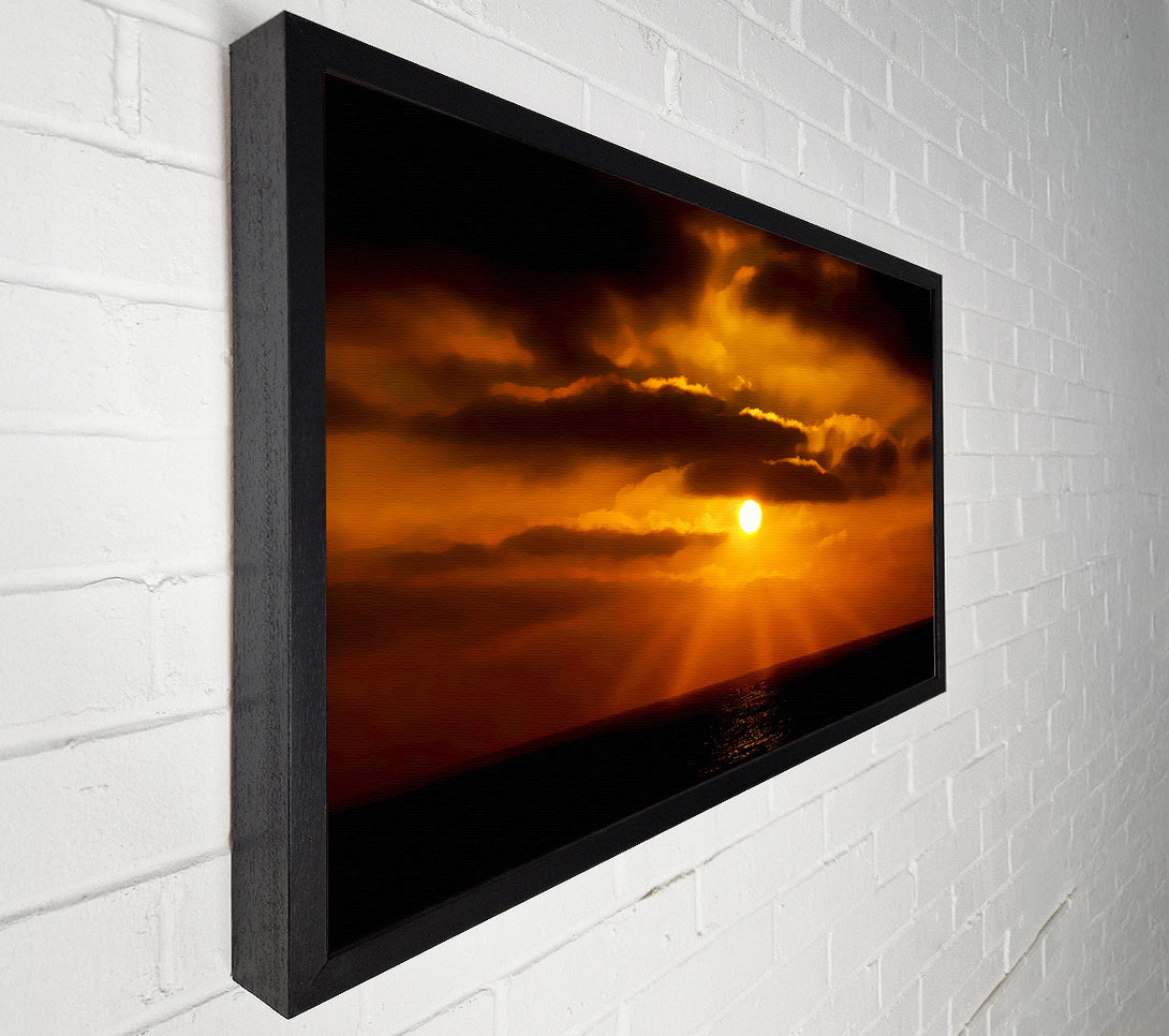  A Canvas Print of Golden Sun Rays Through The Clouds Canvas Art