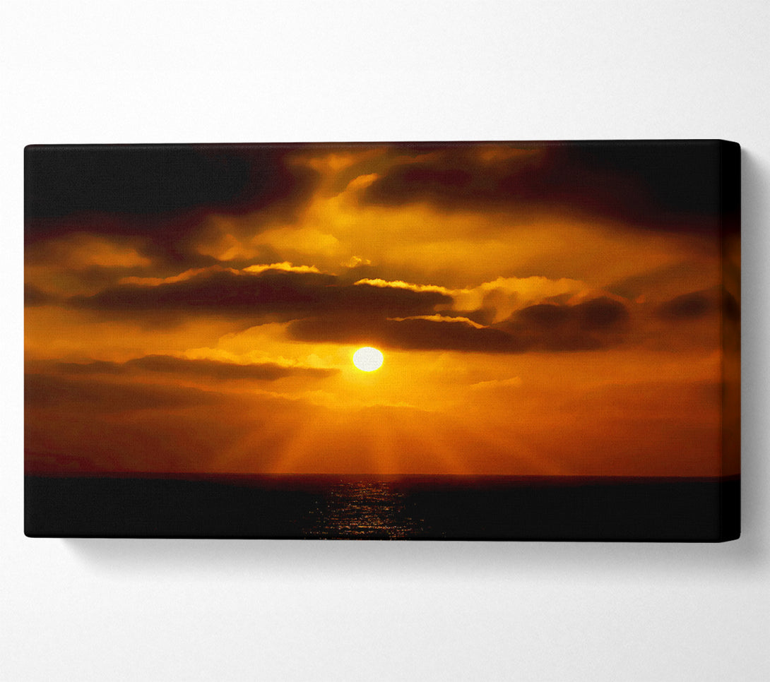  A Canvas Print of Golden Sun Rays Through The Clouds Canvas Art