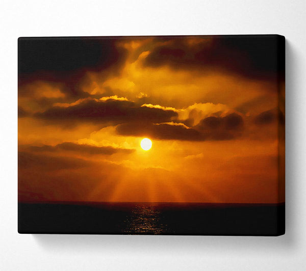 A Canvas Print of Golden Sun Rays Through The Clouds Canvas Art