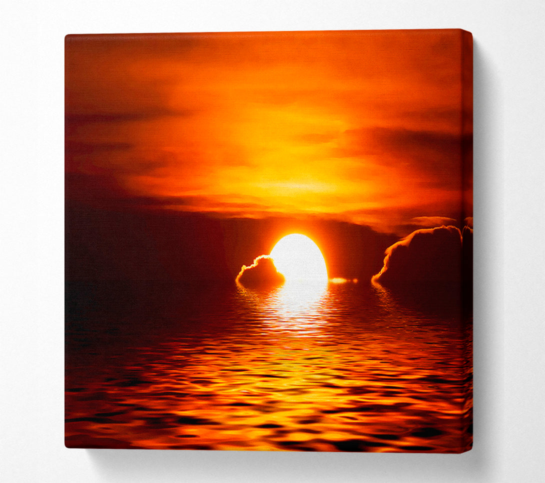  A Canvas Print of The Sun Falls In The Ocean Canvas Wall Art