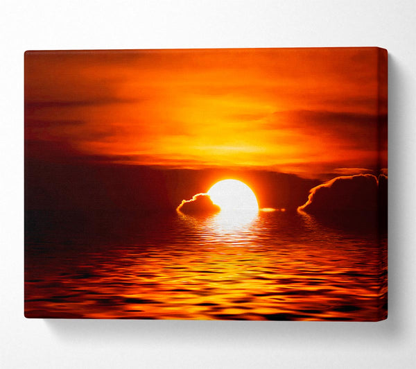  A Canvas Print of The Sun Falls In The Ocean Canvas Wall Art