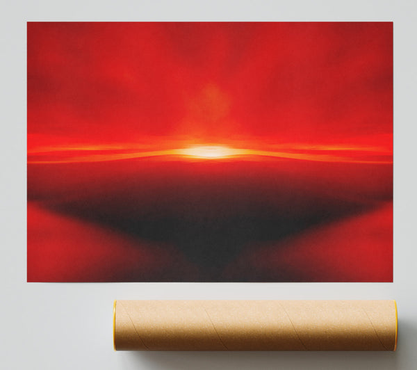 Red Abstract Sunblaze Giclee Print