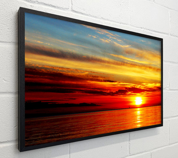 Distant Ocean Sailboat Sunset