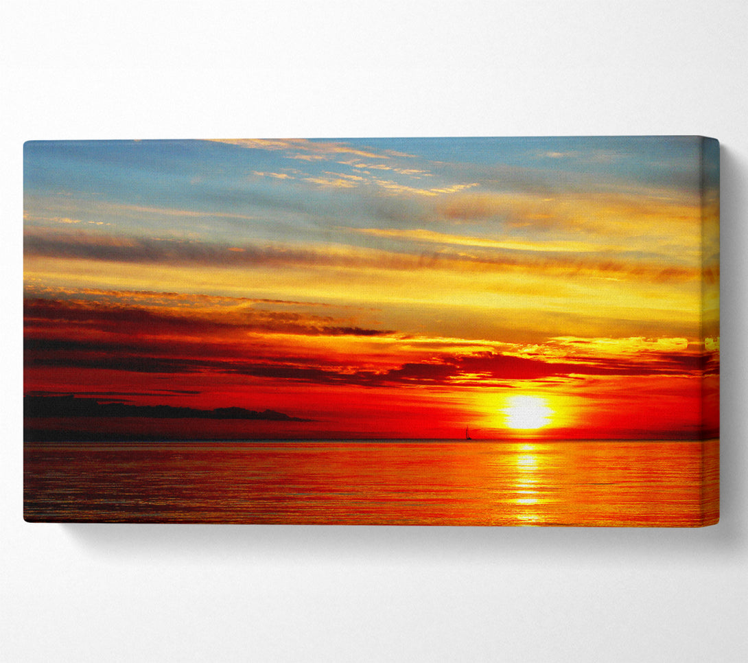  A Canvas Print of Distant Ocean Sailboat Sunset Canvas Art