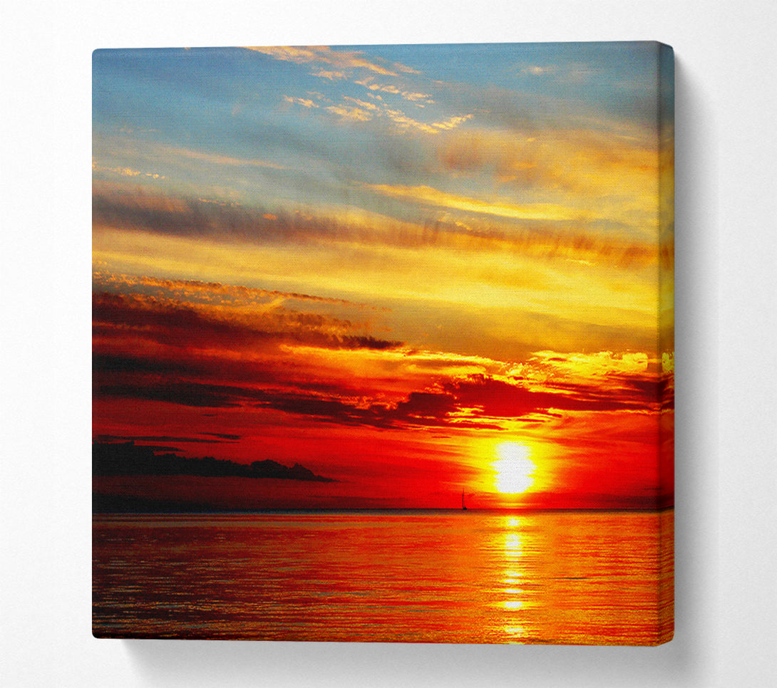  A Canvas Print of Distant Ocean Sailboat Sunset Canvas Art