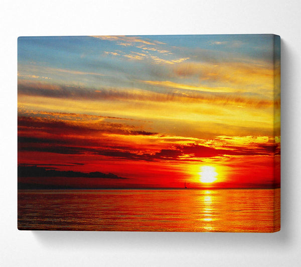  A Canvas Print of Distant Ocean Sailboat Sunset Canvas Art