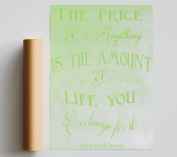 Famous Quote Henry David Thoreau The Price Of Anything Lime Green Giclee Print