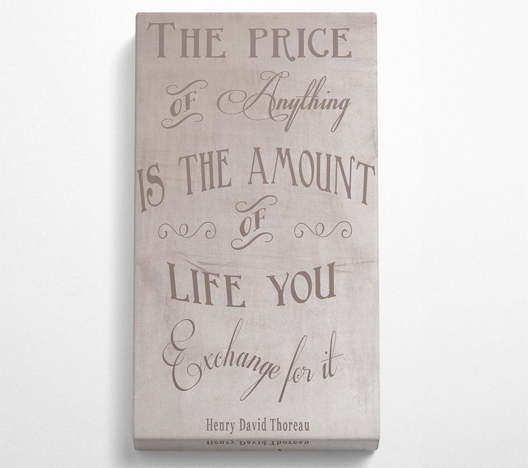  A Canvas Print of Famous Quote Henry David Thoreau The Price Of Anything Beige Canvas Wall Art