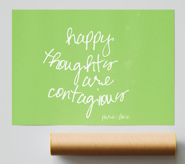 Love Quote Happy Thoughts Are Contagious Lime Green Giclee Print