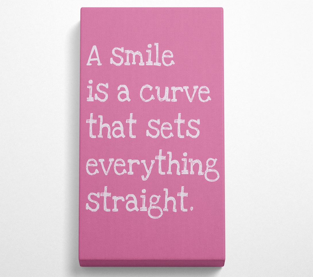 A Canvas Print of Motivational Quote Smile Is A Curve Pink Canvas Wall Art