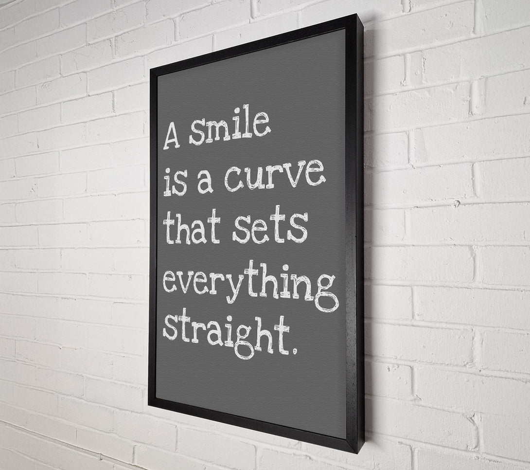  A Canvas Print of Motivational Quote Smile Is A Curve Grey Canvas Print
