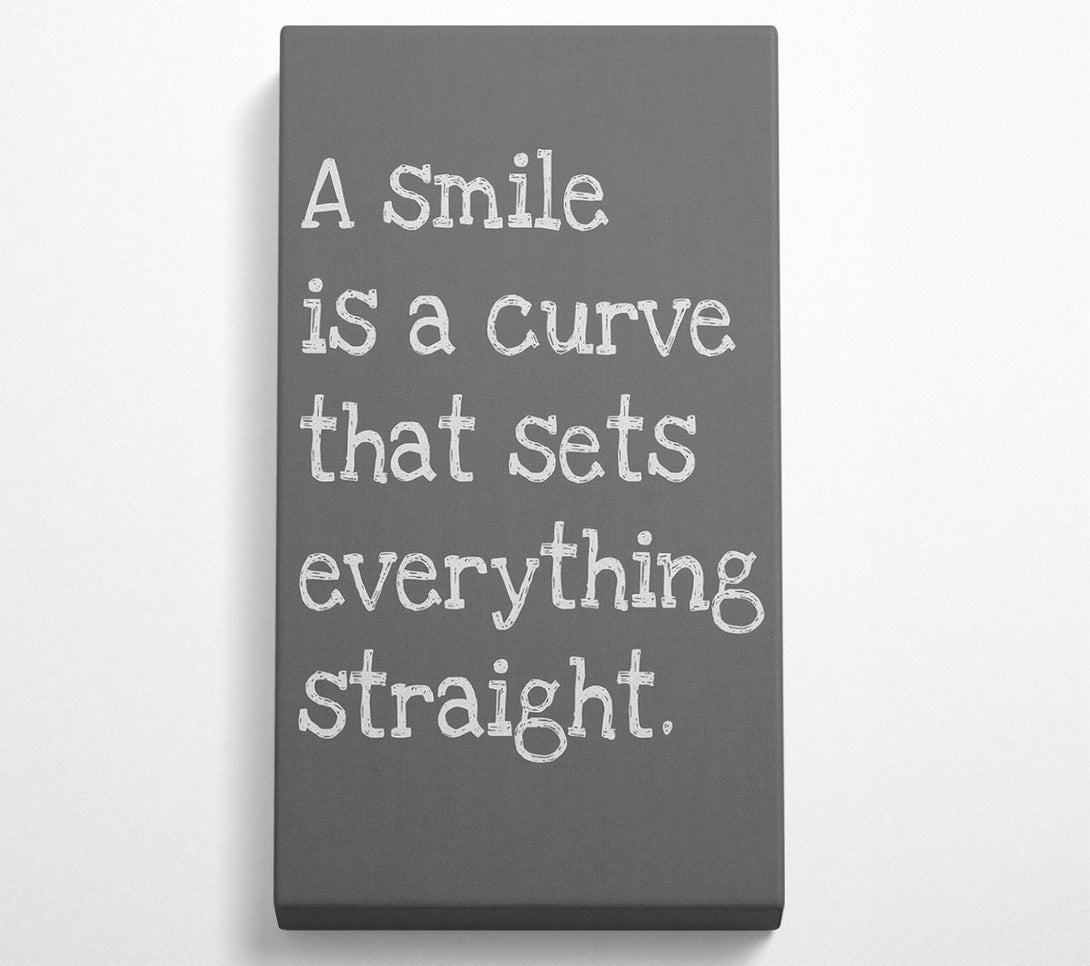  A Canvas Print of Motivational Quote Smile Is A Curve Grey Canvas Print