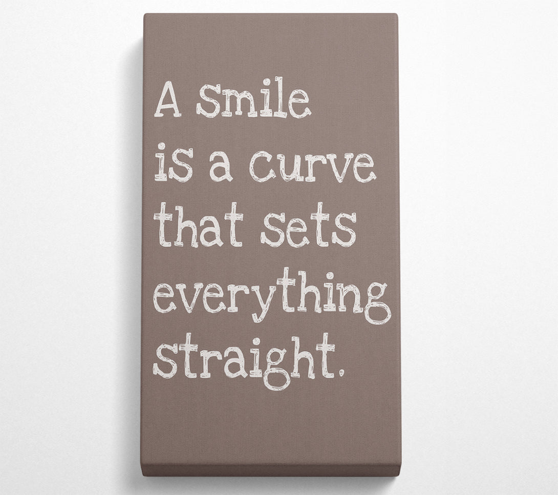  A Canvas Print of Motivational Quote Smile Is A Curve Beige Canvas Wall Art