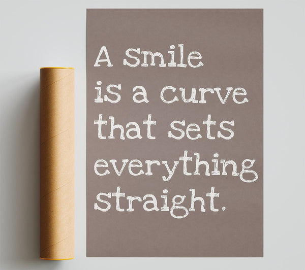 Motivational Quote Smile Is A Curve Beige Giclee Print