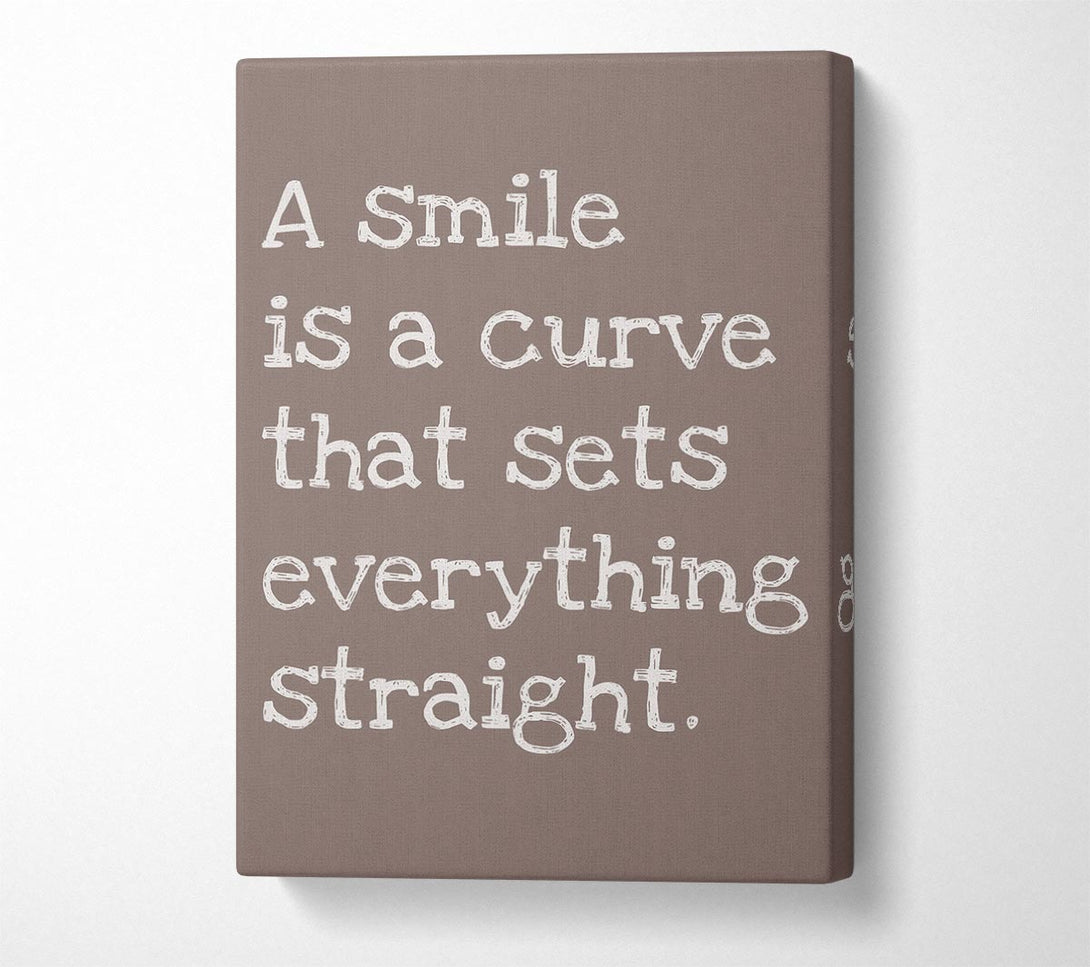  A Canvas Print of Motivational Quote Smile Is A Curve Beige Canvas Wall Art