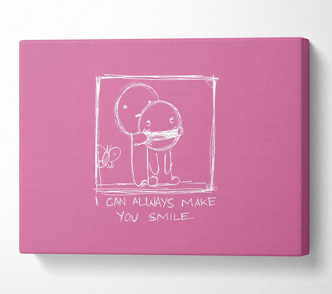  A Canvas Print of Love Quote I Can Always Make You Smile Pink Canvas Print
