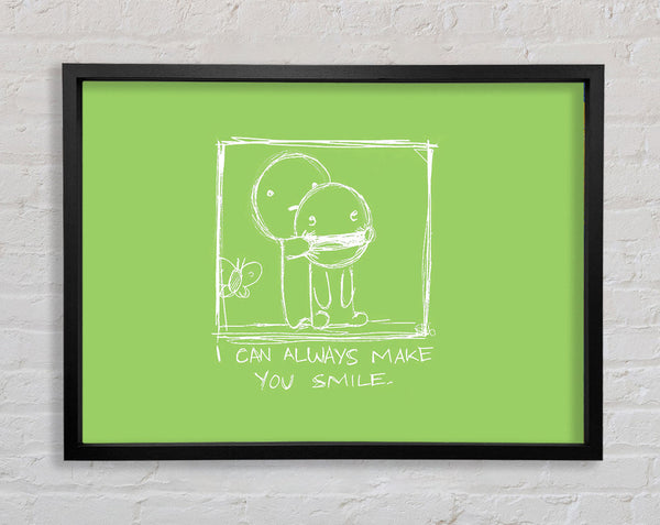 Love Quote I Can Always Make You Smile Lime Green Framed Print