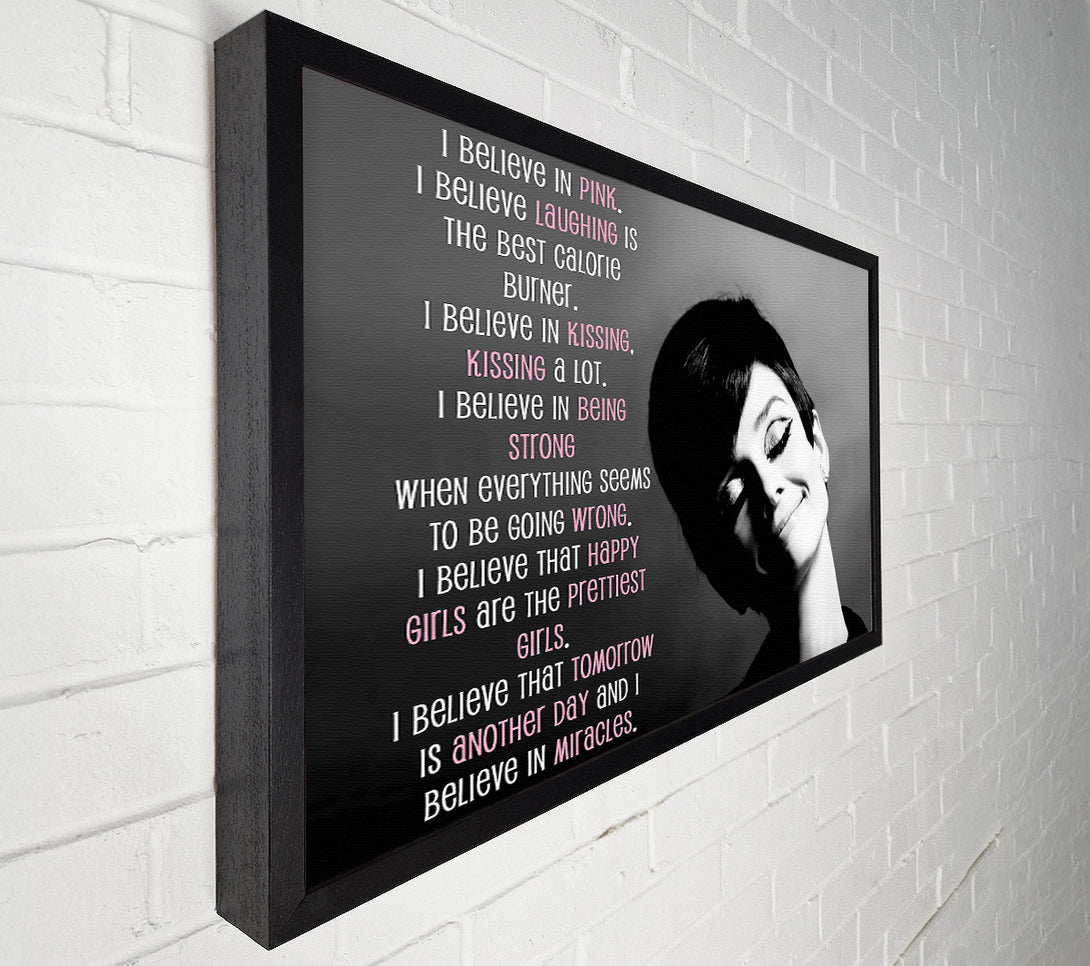  A Canvas Print of Movie Quote Audrey Hepburn I Believe In Pink Landscape Canvas Print