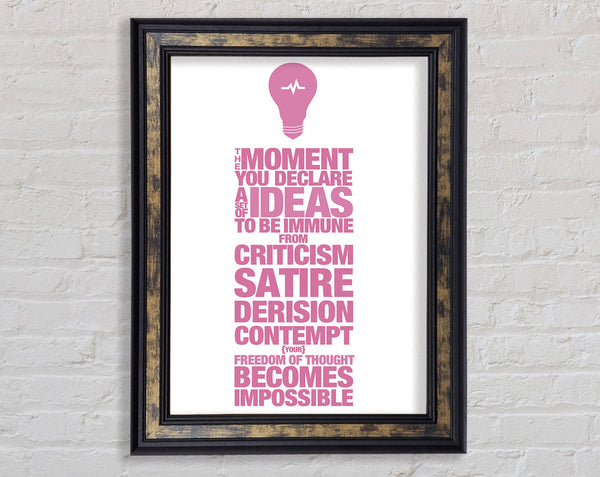 Motivational Quote Freedom Of Thought Pink Framed Print