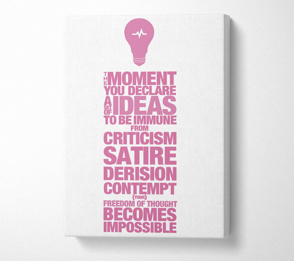  A Canvas Print of Motivational Quote Freedom Of Thought Pink Canvas Wall Art