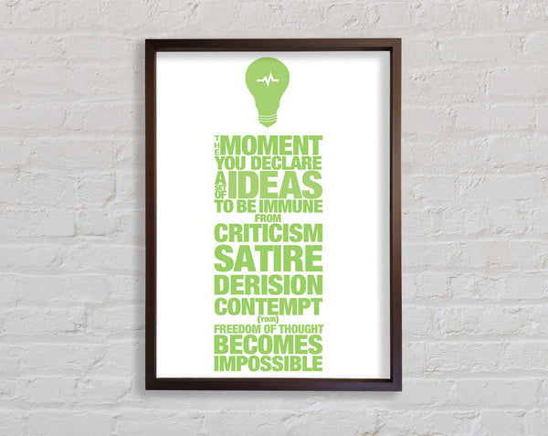 Motivational Quote Freedom Of Thought Lime Green Framed Print