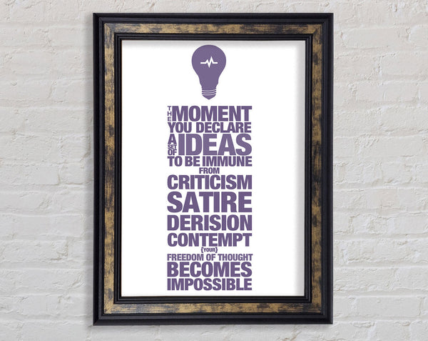 Motivational Quote Freedom Of Thought Lilac Framed Print
