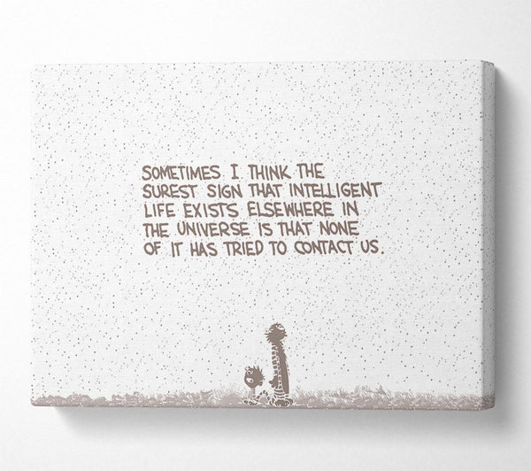  A Canvas Print of Funny Quote Sometimes I Think The Surest Sign Beige Canvas Wall Art