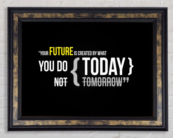 Motivational Quote Your Future Is Created By What You Do Framed Print
