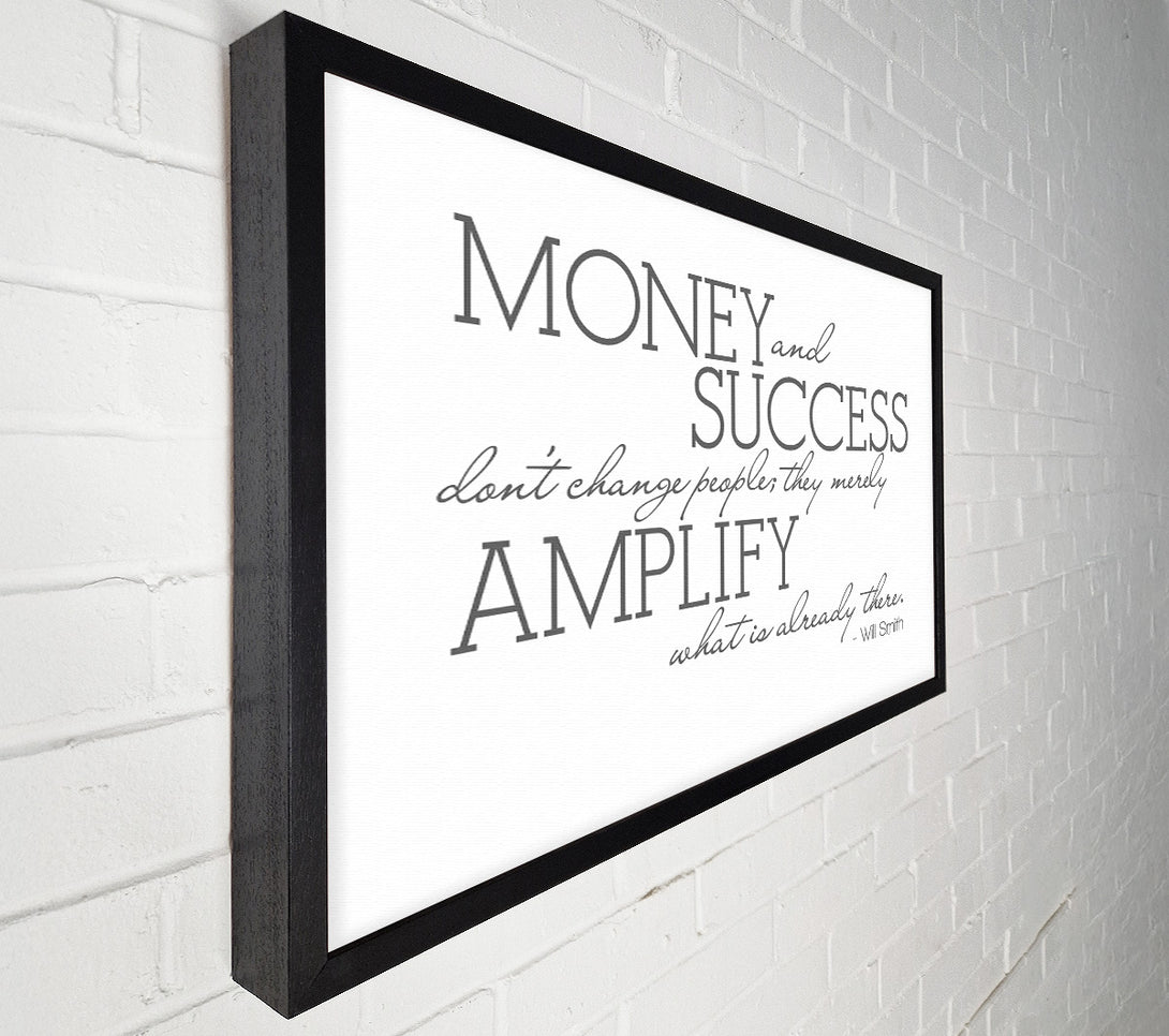  A Canvas Print of Movie Quote Will Smith Money And Success Grey Canvas Art