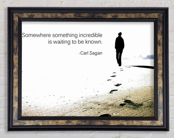 Motivational Quote Carl Sagan Somewhere Something Framed Print