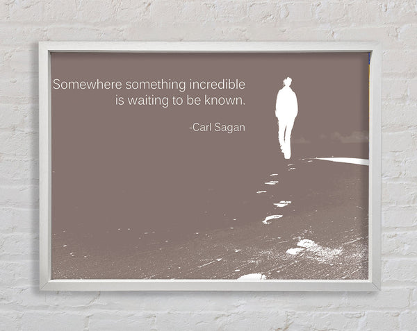 Carl Sagan Somewhere Something Beige Framed Print