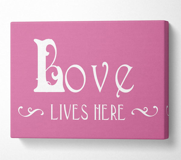  A Canvas Print of Love Quote Love Lives Here Vines Pink Canvas Art