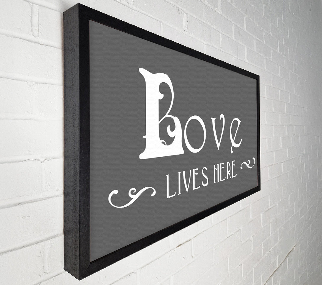  A Canvas Print of Love Quote Love Lives Here Vines Grey Canvas Wall Art
