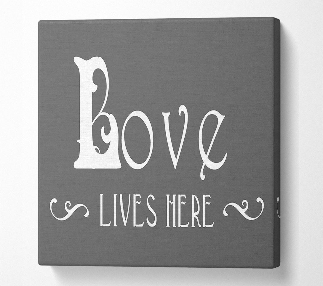  A Canvas Print of Love Quote Love Lives Here Vines Grey Canvas Wall Art