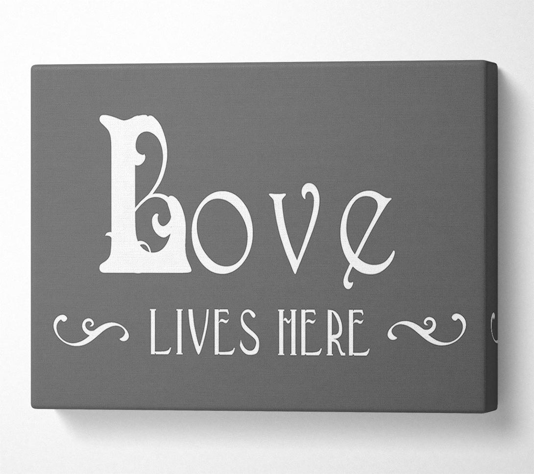  A Canvas Print of Love Quote Love Lives Here Vines Grey Canvas Wall Art