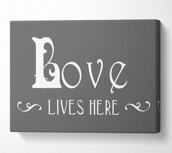  A Canvas Print of Love Quote Love Lives Here Vines Grey Canvas Wall Art