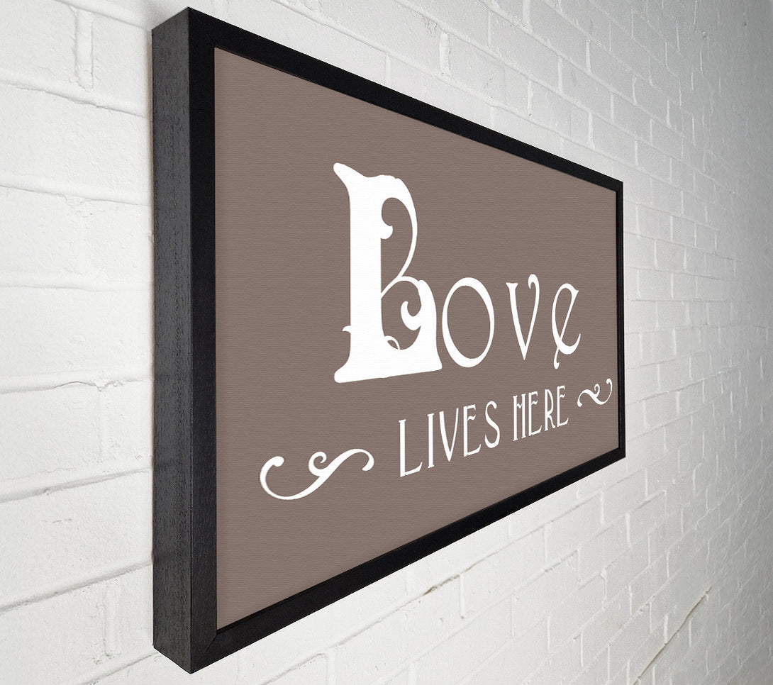  A Canvas Print of Love Quote Love Lives Here Vines Beige Canvas Print
