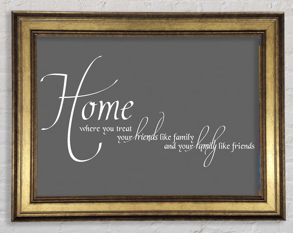Family Quote Home Family Friends Grey Framed Print