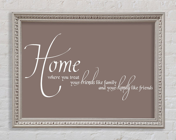 Family Quote Home Family Friends Beige Framed Print