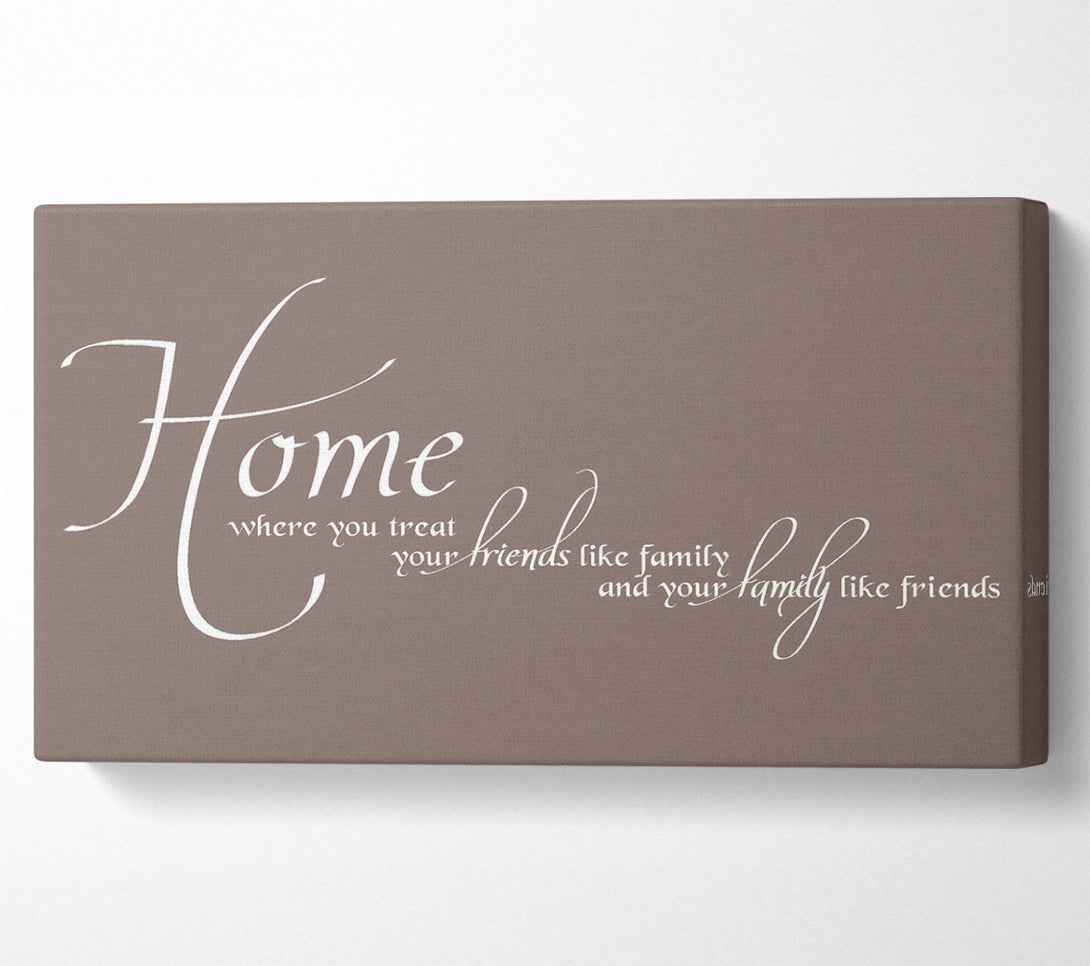  A Canvas Print of Family Quote Home Family Friends Beige Canvas Wall Art