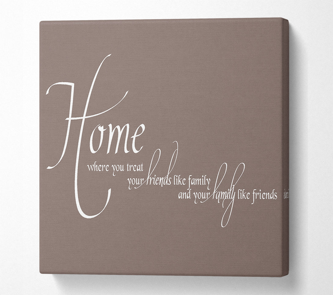  A Canvas Print of Family Quote Home Family Friends Beige Canvas Wall Art