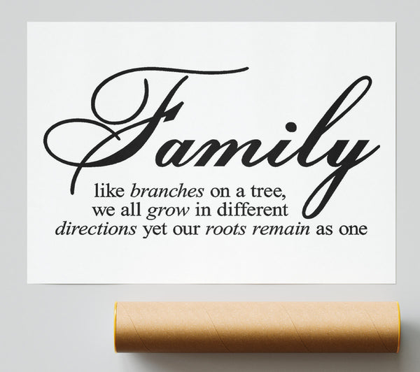 Family Quote Family We All Grow In Different Directions Print